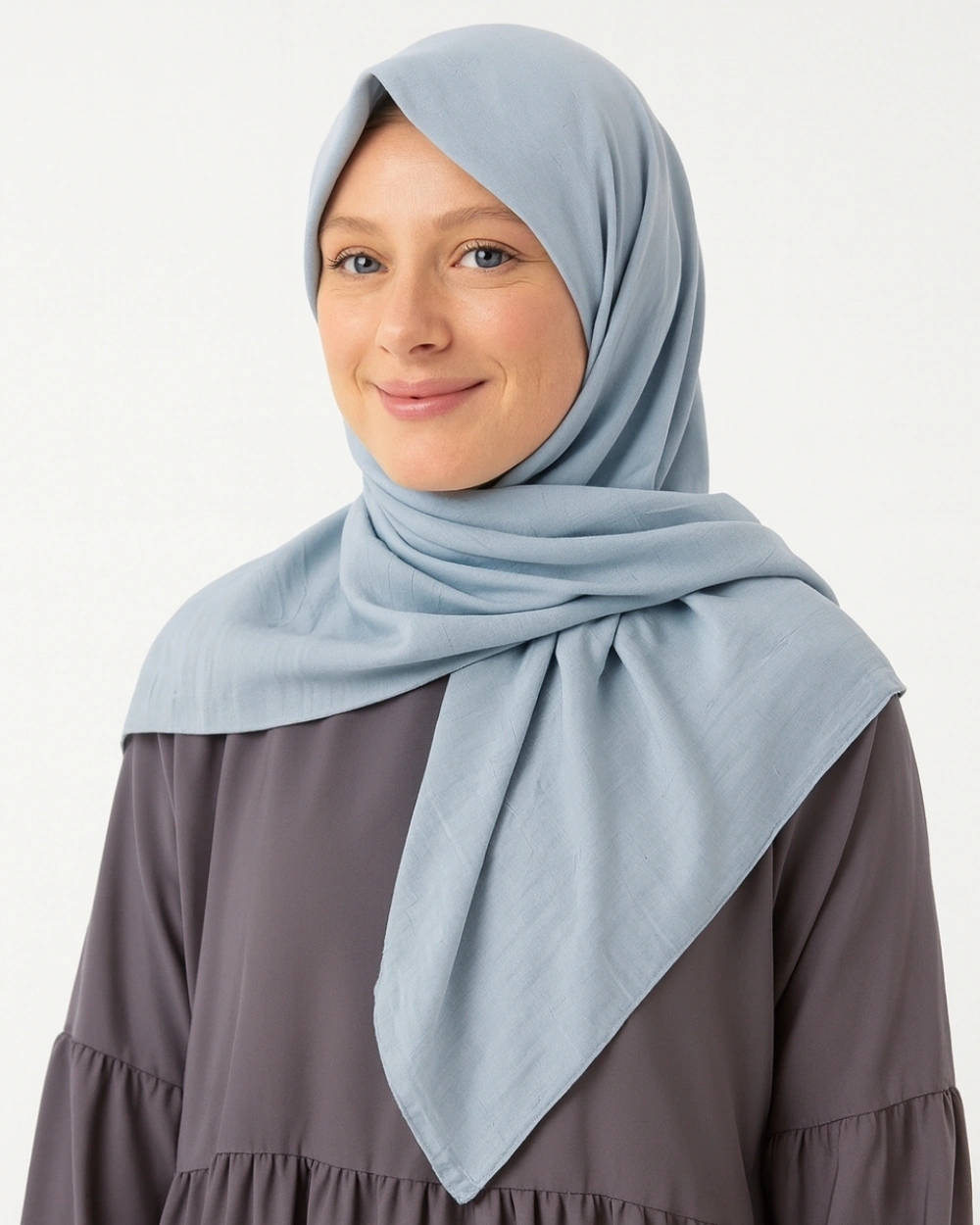 Bambu Kraş Eşarp 100x100 Cm Terletmez, Tok Ve Dik Duran, Dört Mevsim Kullanıma Uygun Açık Mavi