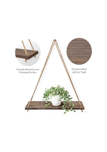 Beyaz Ahşap Salıncak Asılı Halat Duvara Monte Yüzer Raflar