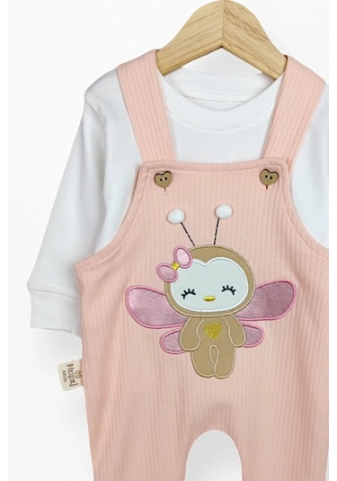 Kidskingdom Pembe Renk Kız Bebek & Çocuk Pamuklu 2 Parça Tulum Pembe