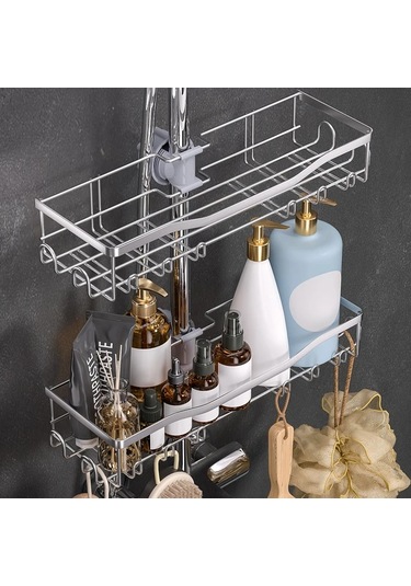 Xuweiwei 1 Adet Gümüş Banyo Rafı, Duvara Monte Askılı Yüzer Raf, Duş Rafı Aksesuarı Gümüş