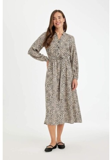Defacto Apaş Yaka Leopar Desenli Düğmeli Uzun Kollu Viskon Kemerli Maxi Elbise D1070AX24AUER37 Defacto Apaş Yaka Leopar Desenli Düğmeli Uzun Kollu Viskon Kemerli Maxi Elbise D1070AX24AUER37