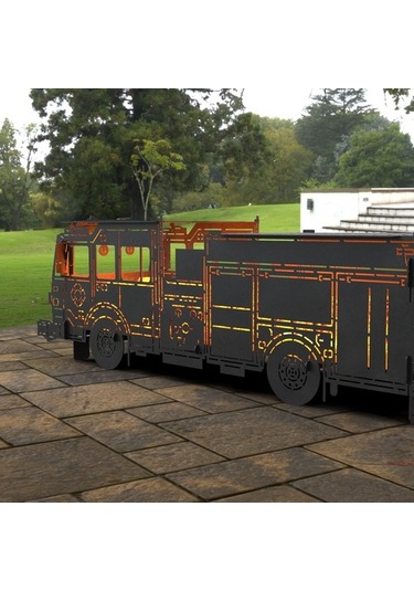 Portatif Barbekü İtfaiye Kamyonu Modelli Bahçeniz İçin Dekoratif Siyah