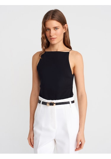 Dilvin 21020 Halter Yaka Top-siyah Siyah