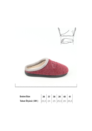 Gezer Kadın Kışlık Ev Bahçe Terlik Gt1kzm.15425.01.0ı7.0c Bordo