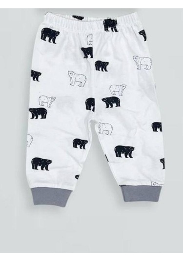 Erkek Bebek Desenli Pamuklu Pijama Takım-15341 Gri