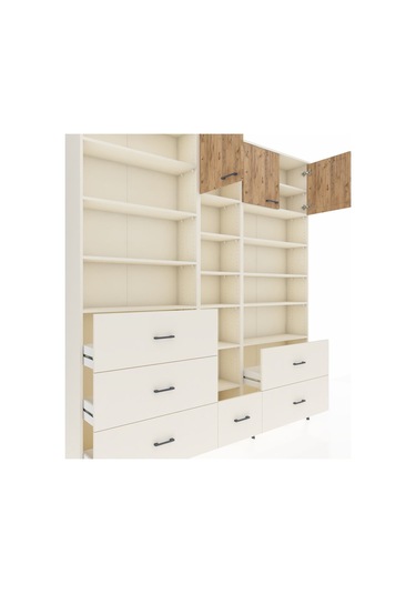 Arges Dolap 17 Raflı 6 Çekmeceli 3 Kapaklı 220x30x243 Aytaşı-çam/aytaşı Atlas Çam/aytası