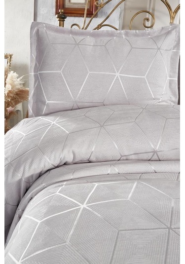 Çeyiz Diyarı Verona 3 Parça Çift Kişilik Yatak Örtüsü Gri Gri