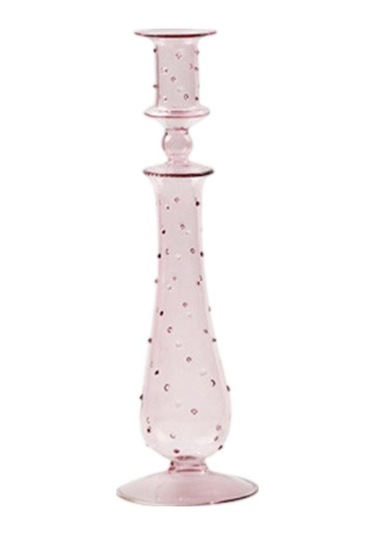 Suntek Cam Mumluk Standı Şamdan Dekor Yemek Noel 9x30cm Pembe