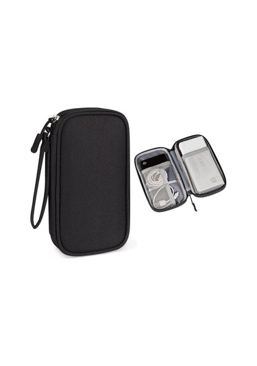 Siyah 1 Adet Seyahat Taşınabilir Dijital Ürün Saklama Çantası Usb Veri Kablosu Düzenleyici Kulaklık Kablosu Çantası Şarj Hazine Kutusu Çantası