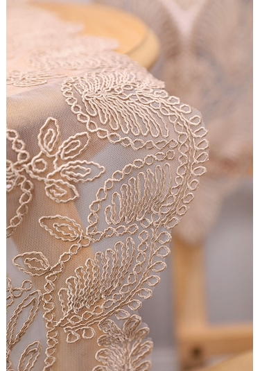 Avangart Kadife Fransız Güpürlü 5 Parça Salon Takımı - Vizon