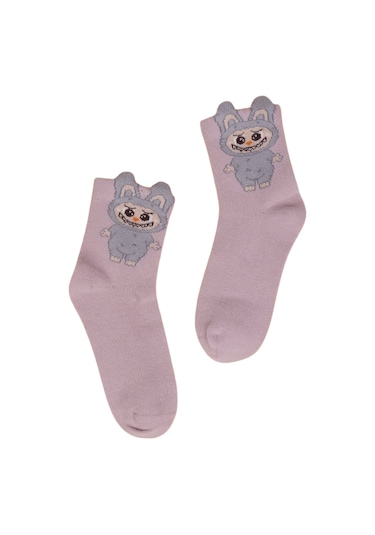 Kız Çocuk Çorap Soket 6 Çift Beyaz-gri-pembe-kahve-krem-gülkurusu-1888 ÇoK Renkli