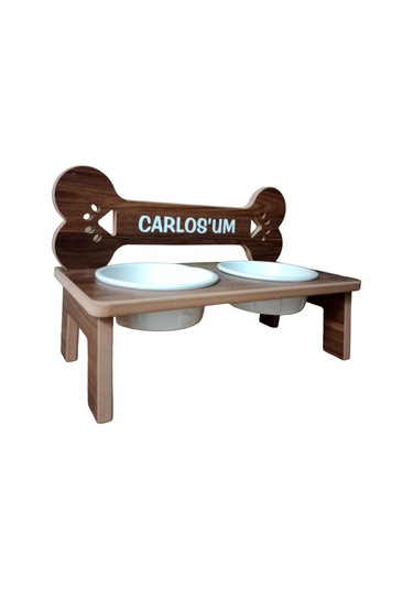 Realwood Özel İsimli Seramik Kaplı Orta Büyük Irk Köpek Mama Su Kabı 2 L