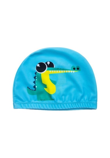 Yüzme Şapkası Nefes Yüksek Elastik Çabuk Kuruyan Kulak Koruyucu Karikatür Baskı Yüzme Havuzu Şapkası Çocuklar İçin Crocodile Çok Renkli