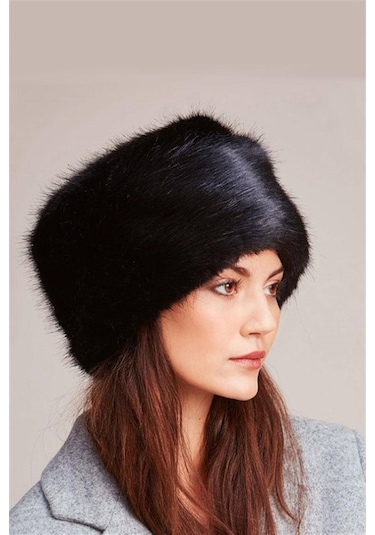 Kadın Cossack Kalpak Kürklü Siyah Şapka - Standart Çok Renkli