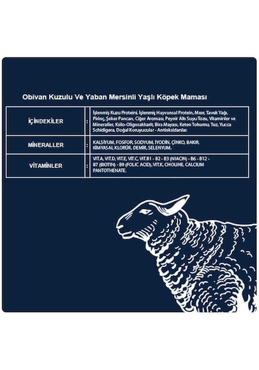 Obivan Yaşlı & Kuzulu Köpek Maması 15 Kg