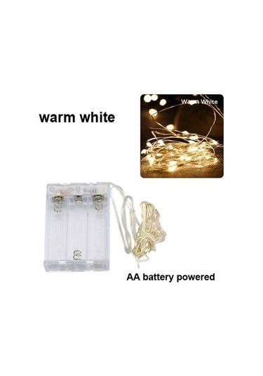 Bej 10m 5m 3m 2m Bakır Tel Led Tinsel Garland Akülü Peri Led Dize İşıklar Tatil Noel Düğün Parti Dekor 3m Bej