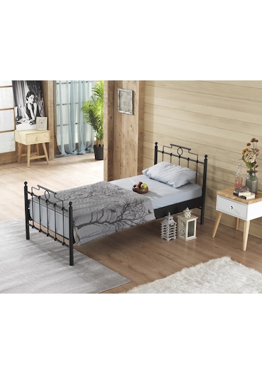 Bedliga Hatkus Ferforje Metal Tek Kişilik Karyola
