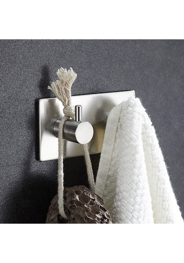 Deltahome Paslanmaz Çelik 2 Adet 2 Topuzlu Banyo Askısı Inox Metalik