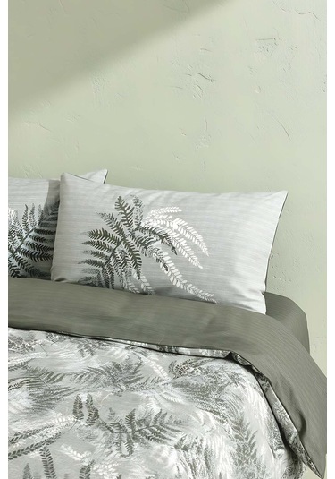 Dual Frond Çift Kişilik %100 Pamuklu Nevresim Takımı - 4 Parça Haki