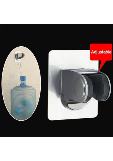 Primepickings G Asılı Kendinden Yapışkanlı Duvara Monte Braket Tutucu Ayarlanabilir Duş Başlığı Sabit Ta 2 Katlı Gri