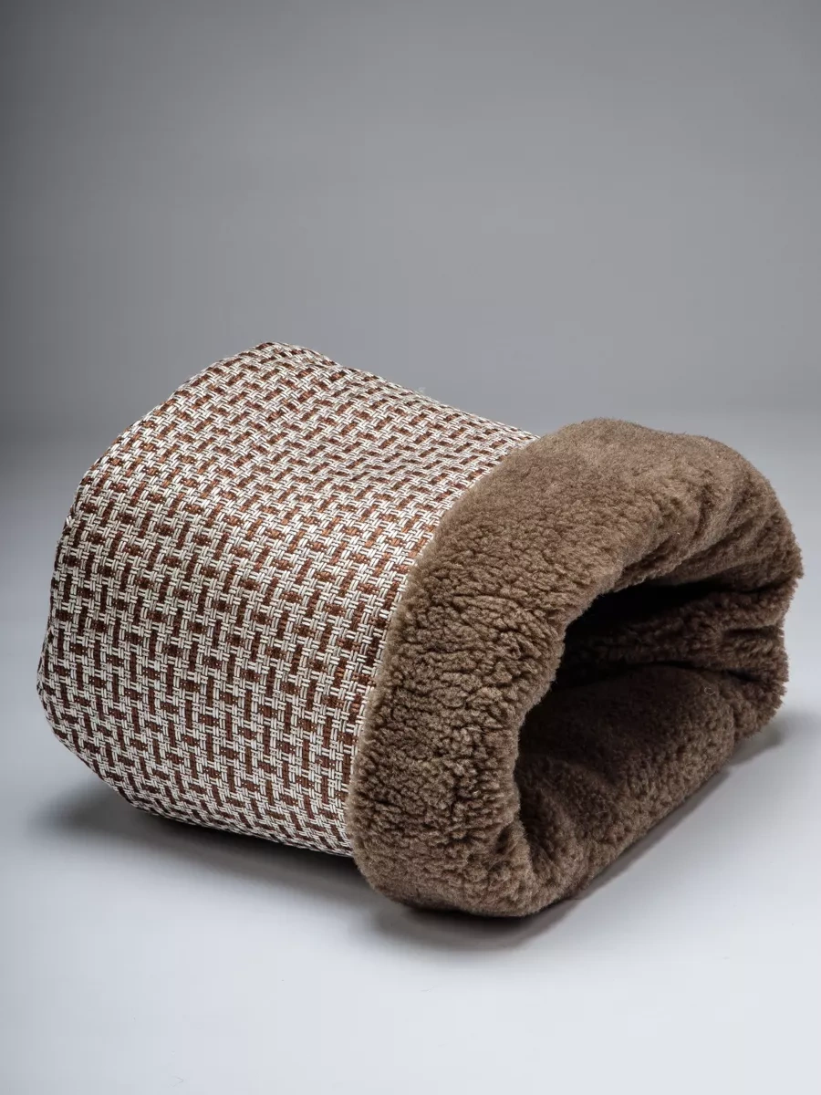 Patnıca Kedi Ve Köpekler İçin Koyun Postu 45 Cm Ahşap Yuva, Yatak Ve Tünel 200755529