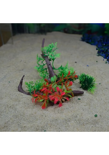 Dofolink Akvaryum Dekorasyonu: Plastik Süs Bitkili Simülasyon Dalı - Mağara Ve Orman Stili Akvaryum Gölgesi