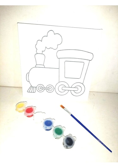 Hayal Sepeti Tren Model Resimli Tuval 20 X 20 6lı Boya, Fırça Bo