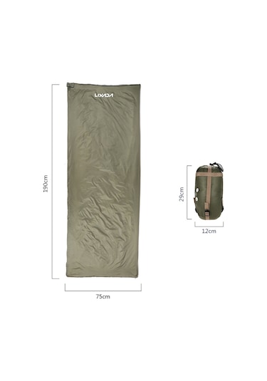 Lixada190 75cm Açık Zarf Uyku Tulumu Kamp Seyahati Koyu Yeşil