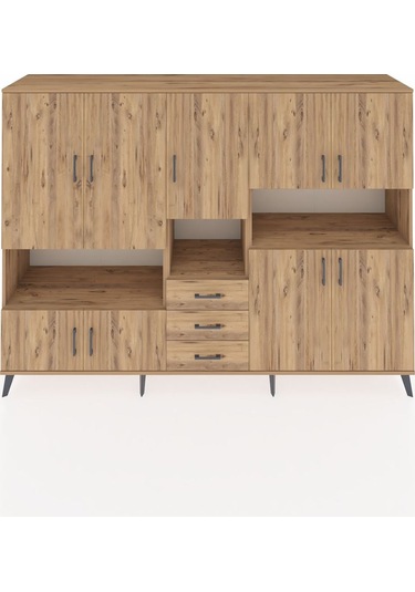 Hyperion Dolap 13 Raflı 3 Çekmeceli 9 Kapaklı 220x44x163 Çam-çam Çam-çam