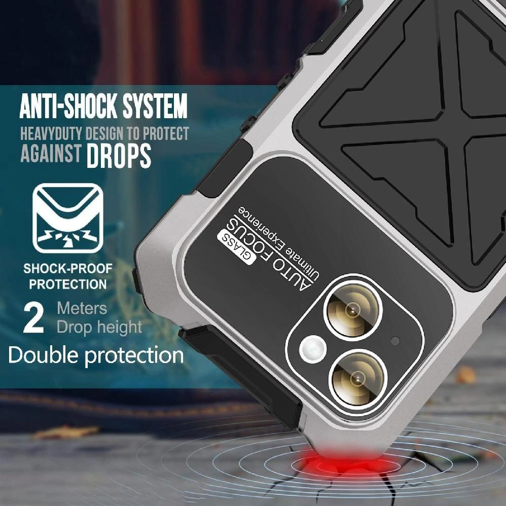 İphone 14 İçin Metal Standlı Telefon Kılıfı Kickstand Düşmeye Dayanıklı Kasa Şok Emici Silikon
