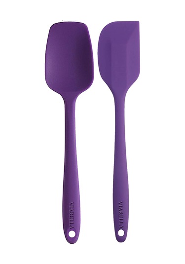 2li Mor Silikon Kaşık Spatula Yanmaz Yapışmaz Çizmez 27cm