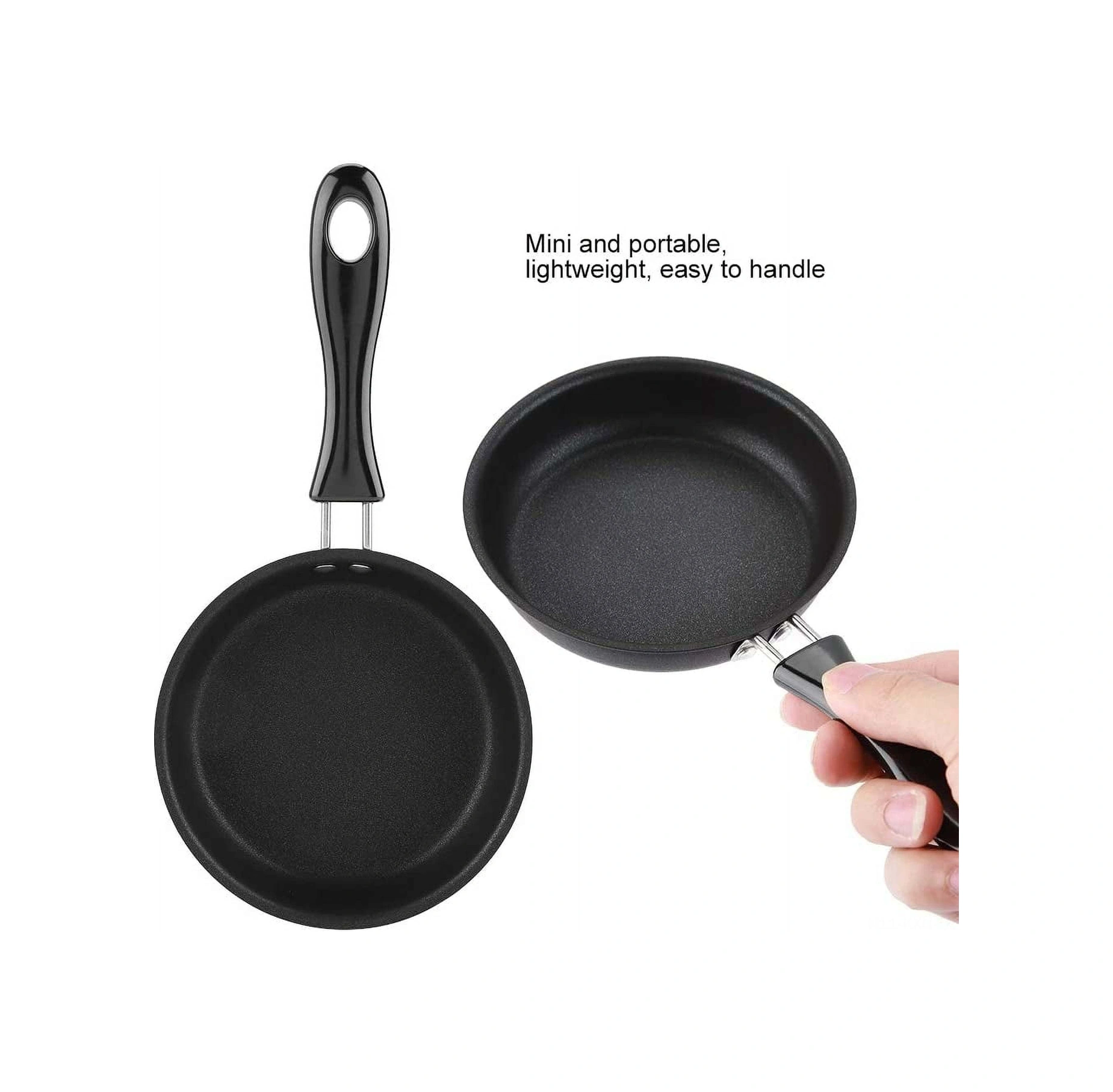 Kosona 12 Cm Demir Tava, Anti Yapışkan Kaplama, Kollü, Küçük Yuvarlak Kahvaltı Yumurtaları İçin Mini Fritöz Diğer