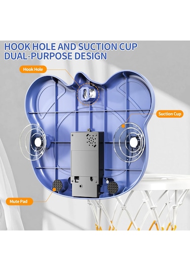 Ranyeek Çocuklar İçin Ayarlanabilir Yükseklikte Basketbol Potası Sessiz Top Hediyeli, Duvar Montajlı, 1-6 Yaş