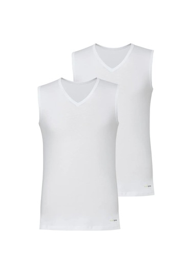 Blackspade Erkek Kolsuz V Yaka T-shirt 2'li Paket 9677 Beyaz