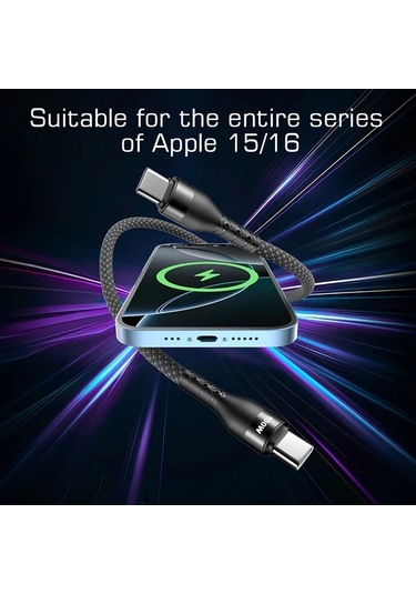 Xuweiwei 100w Magnetic Hızlı Şarj Kablosu Silvery 1.5m  15 16 Ve S24 S25 Uyumlu Seyahat Araç İçin