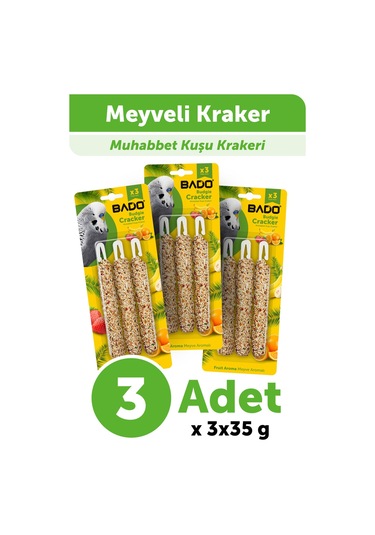 Bado Muhabbet Kuş Krakeri Meyveli 105gr 3lü
