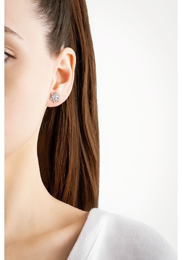 So Chic Elsa 18 Ayar Beyaz Altın Kaplama Gümüş Kar Tanesi Küpe