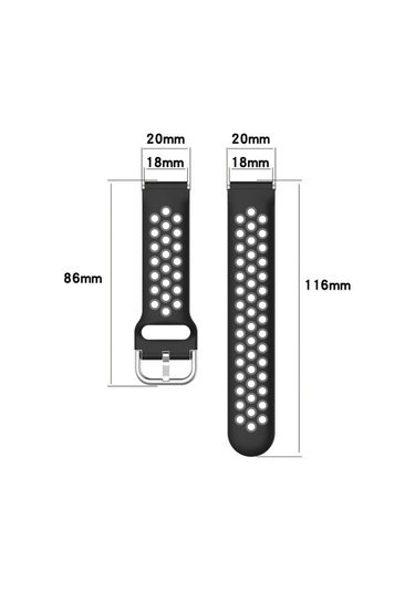 Xiaomi Watch / Huawei Honor S1 18mm İki Renkli Spor Saat Kordonu