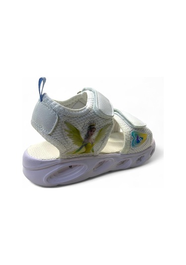 129 Kız Çocuk Okul Öncesi Hafif Işıklı Sandalet Beyaz