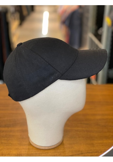 Kaşe Yünlü Kumaş Kışlık Cap Şapka Siyah