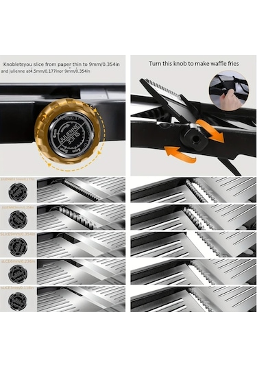 Dashanshop 1 Adet Sebze Doğrayıcı Ayarlanabilir Bıçaklı Mutfak Rende Julienne Kesici Meyve Patates Domates Soğan With Brush Gloves Fırça Eldiven 1 Parça