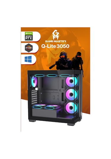 Game Master Qlite-3050 R5-5600 16 GB 512 GB M.2 SSD RTX3050 Free Dos Masaüstü Oyuncu Bilgisayarı