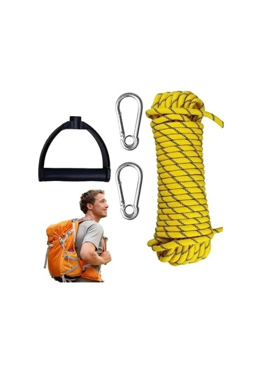 Besthome1 Karabinalı Tırmanma Ve Yürüyüş İçin Paslanmaz Çelik Vinç Halatı Sarı Sarı