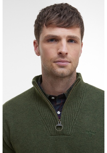 Barbour Essential Lambswool Half Zip Kazak Ol54 Mıd Olıve Ol54 Mıd Olıve