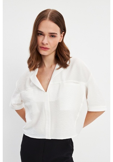 Stella Pulvis Beyaz Kısa Kol Cepli Bluz