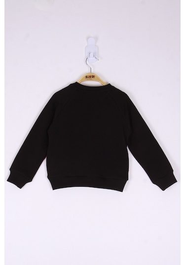 Toontoy Kız Çocuk Taç Baskılı Sweatshirt Siyah