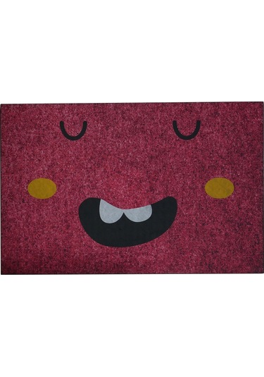Myfloor Kırmızı Emoji Çift Taraflı Kauçuk Kapı Önü Paspası