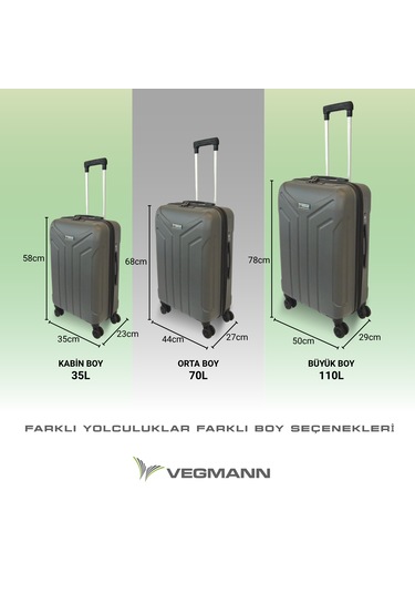 Vegmann Tartılı Scavel Antrasit 3 Lü Valiz Seti