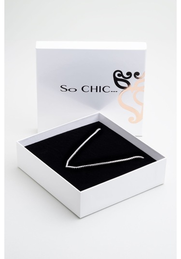 Işıltılı Gece 18 Ayar Beyaz Altın Kaplama Gümüş Tasarım Su Yolu Gerdanlık Beyaz