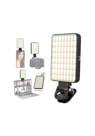 Ulzyvf Taşınabilir Manyetik Led Video Işığı - 3000k-6500k Renk, 10 Aydınlatma Seviyesi, Usb-c Şarj, Klips Ve Soğuk Adaptör Siyah Siyah